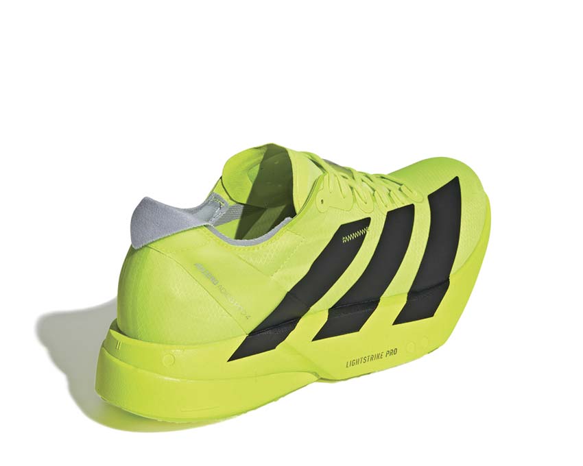 Adidas Adizero Adios Pro 4 Lucid Lemon détail — mesh respirant Halo Silver ultra-léger