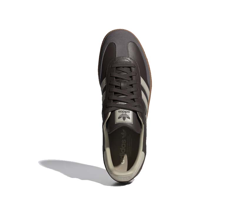Adidas Samba OG Brown détail — T-toe cuir et empiècement daim suède