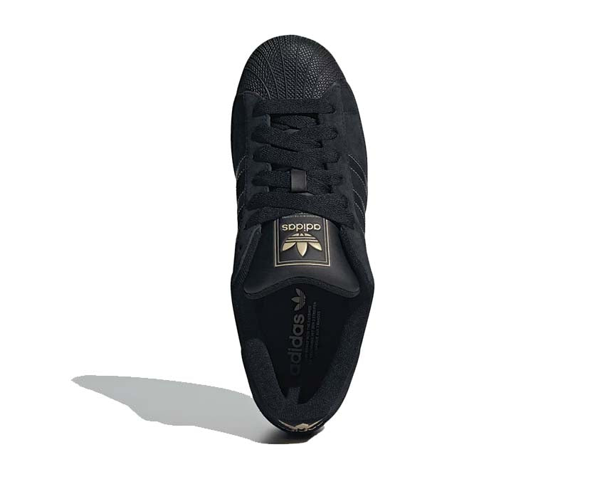 Adidas Superstar II Core Black — vista trasera tres bandas signature