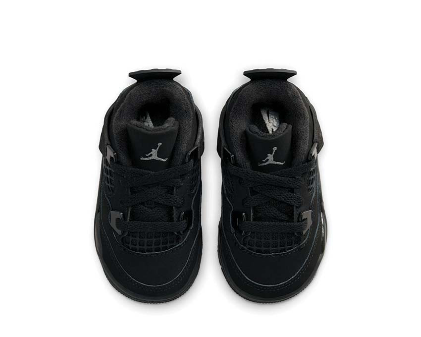 Air Jordan 4 Retro OG TD Black Cat — vue trois quarts noir Jordan 4 OG toddler
