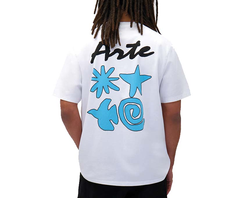 Arte Elements Print T-shirt White side view — elements motif detail