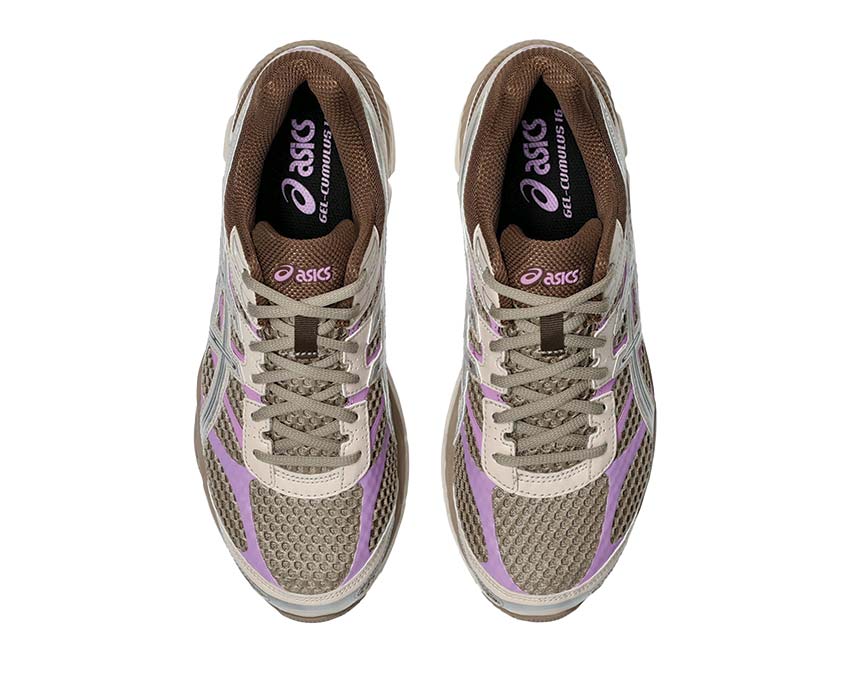 Asics Gel Cumulus 16 Pink détail — mesh et suède structuré