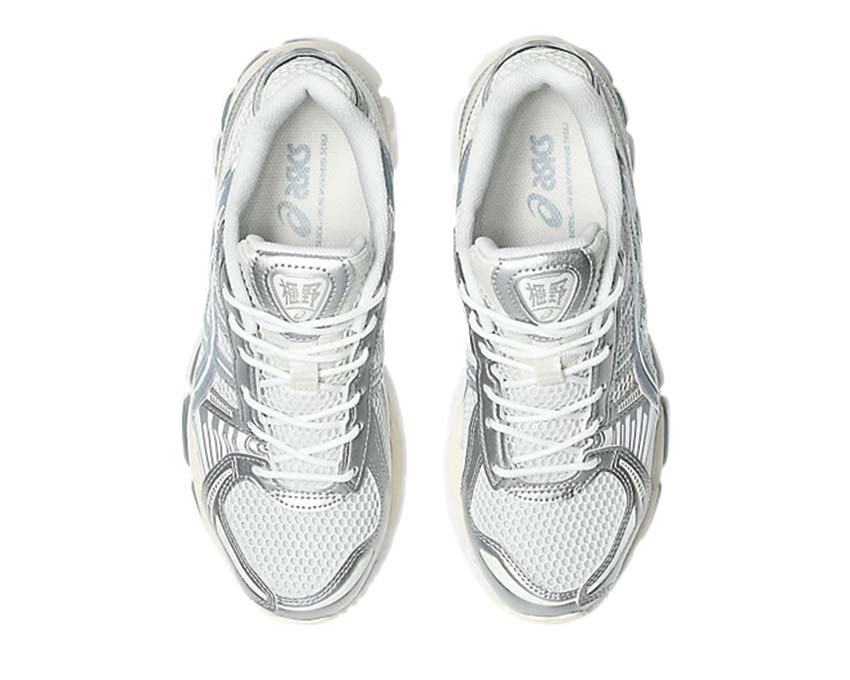 Asics Gel Kayano 12.1 Dolphin Grey détail — cuir synthétique mesh