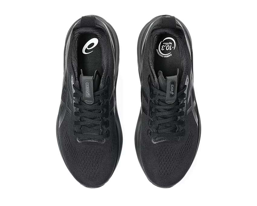Asics Gel Kayano 32 Black/Graphite Grey détail — mesh structuré premium