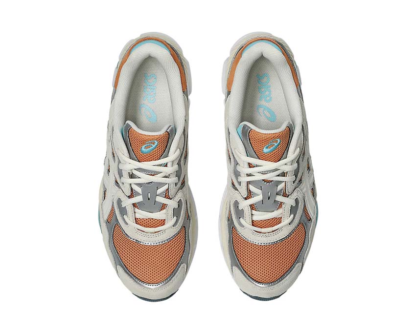 Asics Gel NYC Terracotta/Cream détail — mesh et suède 90s
