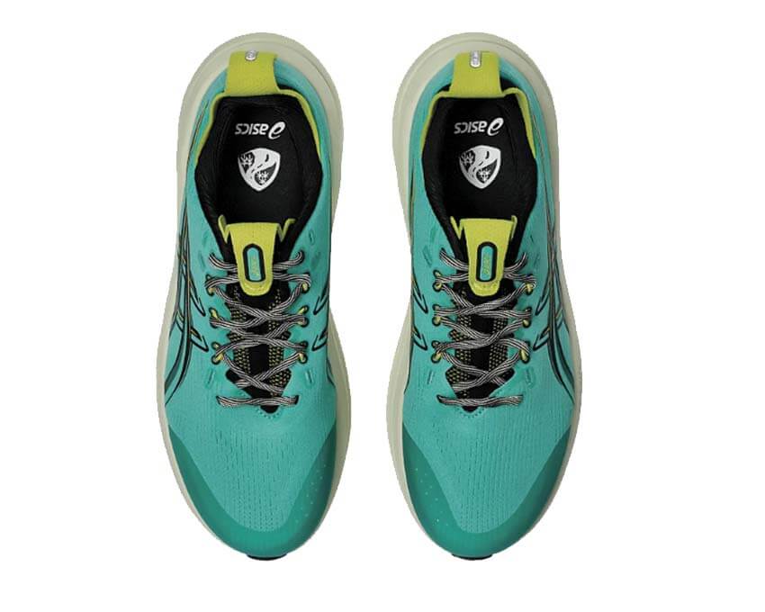 Asics Gel Nimbus 28 TR Aurora Green détail — tige mesh respirante noirfonce.eu