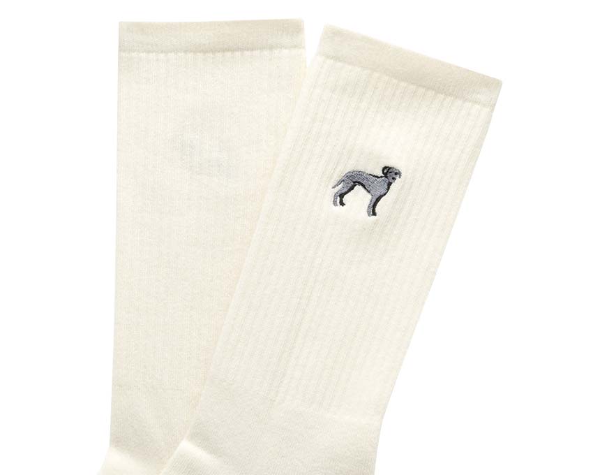 Autry Socks Embro Blue Stone détail — broderie logo Autry bicolore bleu stone