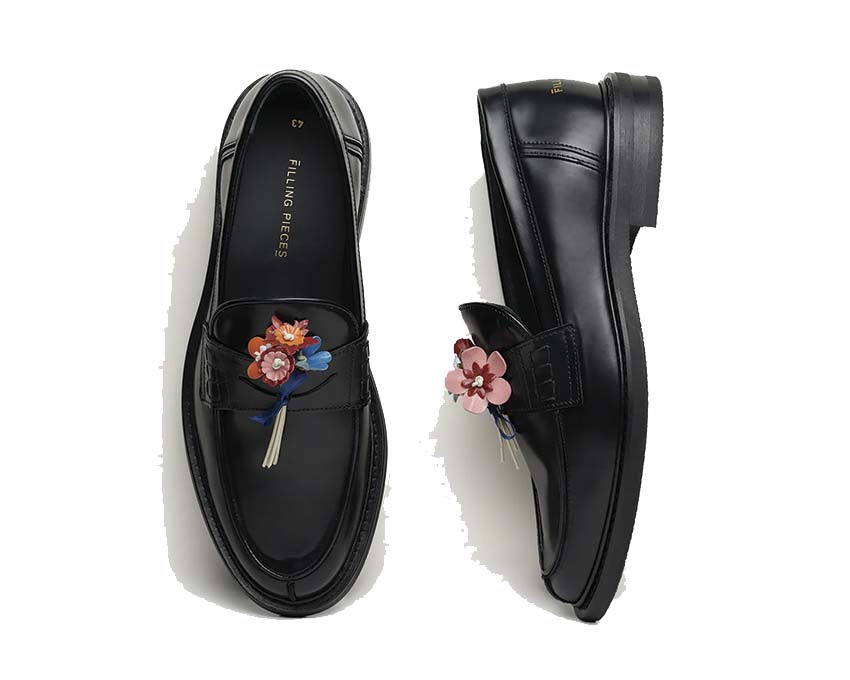 Filling Pieces Loafer Bouquet Black détail — finitions artisanales
