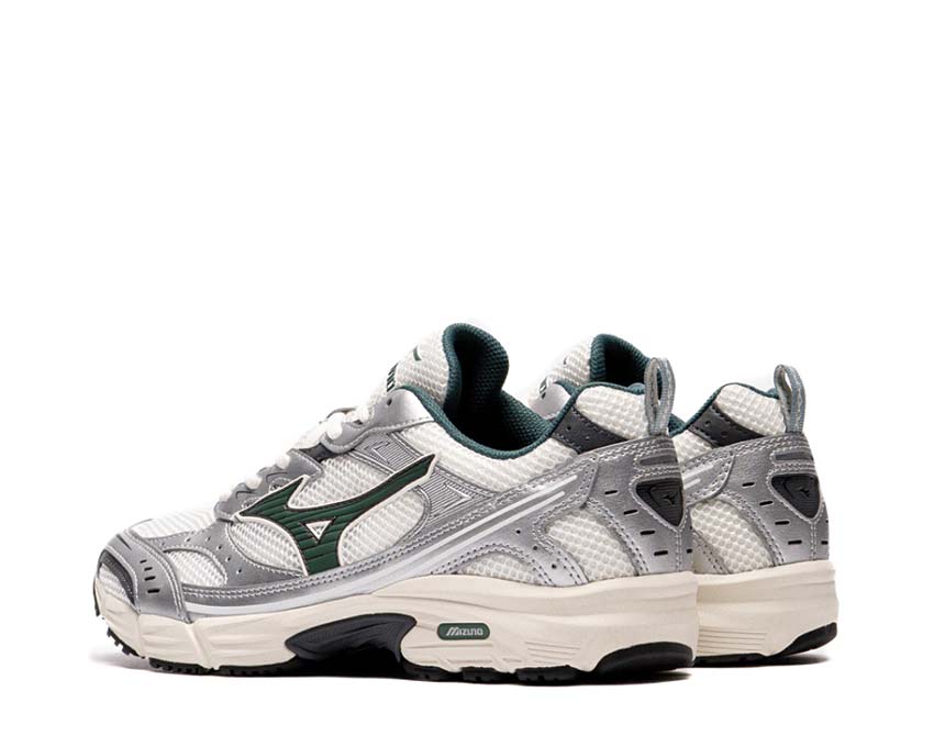 Mizuno MXR Sport Bistro Green détail — tige bicolore Snow White Bistro Green