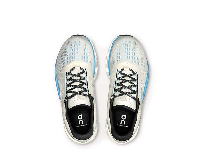 On Cloudmonster 2 W Cream/Horizon détail — tige mesh running femme