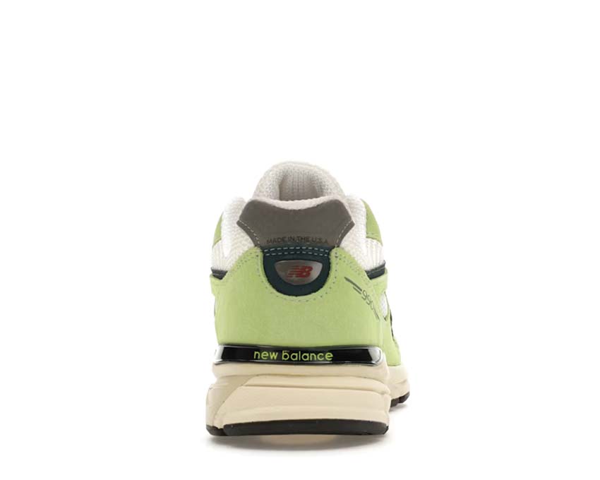 New Balance 990v4 Made in USA Hi-Lite détail — coloris Hi-Lite jaune distinctif