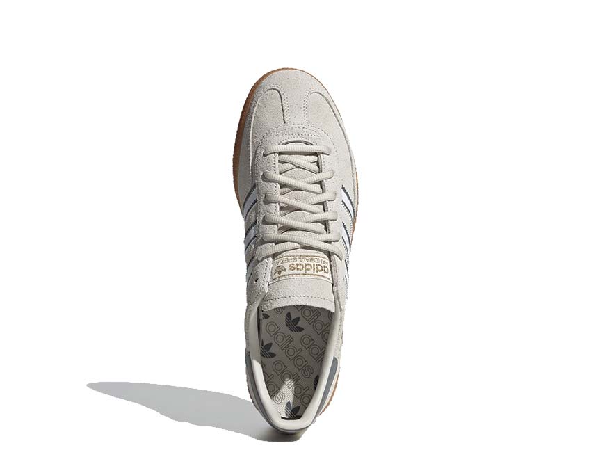 Adidas Handball Spezial Grey Three detail — grey suede upper with velvet stripe