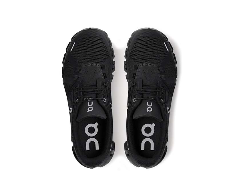 On Cloud 5 W All Black détail — tige mesh recyclé running femme