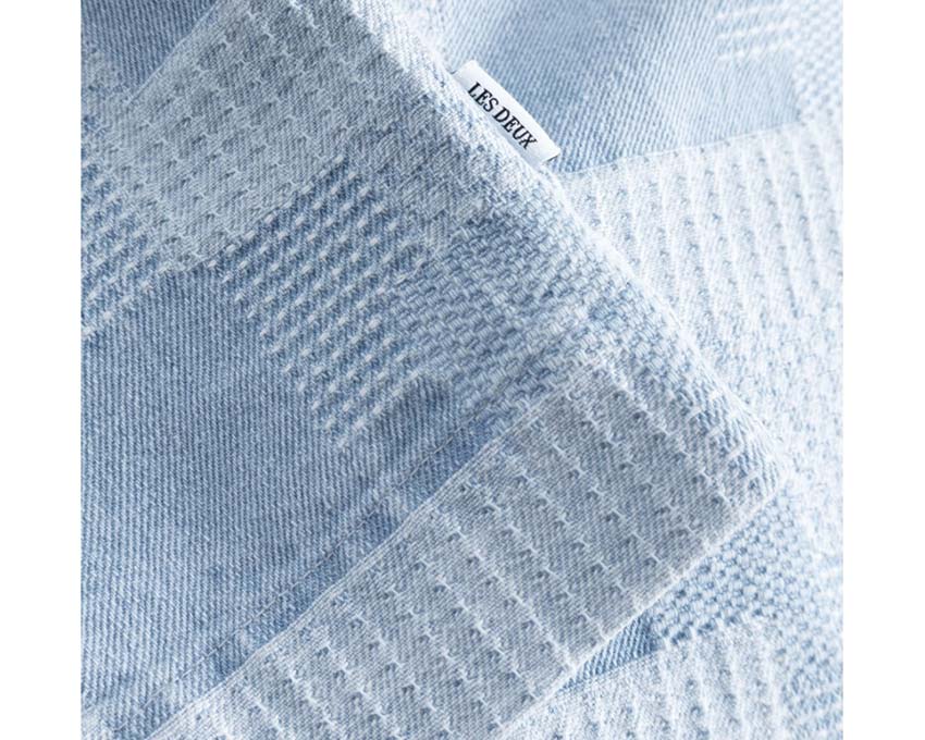 Les Deux Layton Denim Jacquard Overshirt Detail — Jacquard-Motiv Taschen