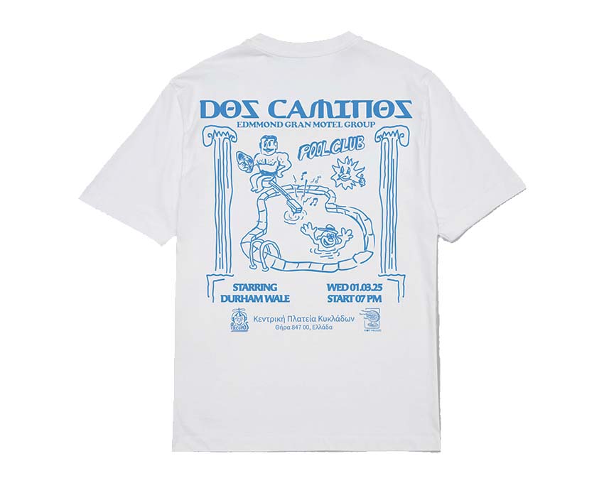 Edmmond Studios Dos Caminos Tee Plain White vista — estampado gráfico espalda