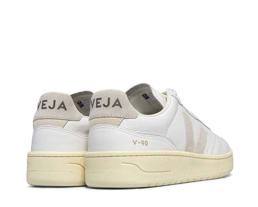 Veja V-90 OT Leather Extra White Natural semelle — semelle oversize caoutchouc