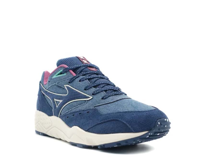 Mizuno Contender Vintage Blue Detail — Vintage Mesh Obermaterial Premium