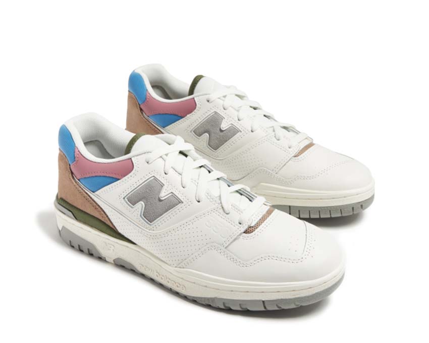 New Balance 550 Sea Salt vue latérale — tige cuir femme basketball rétro