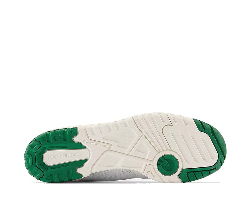 New Balance 550 White Green Detail — Leder Obermaterial