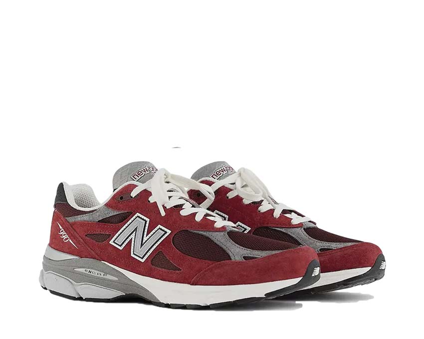 New Balance 990 Made in USA Scarlet Seitenansicht — Mesh und Wildleder Obermaterial