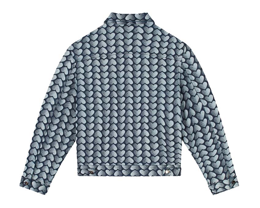 Arte Jean Allover Heart Jacket Denim vue latérale — denim washed imprimé
