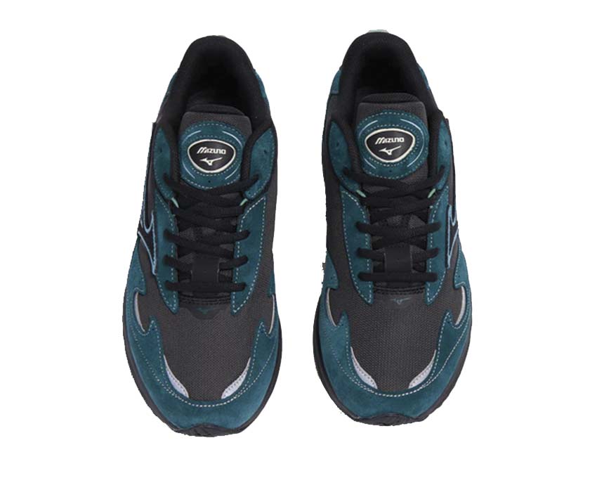 Mizuno Wave Rider β Deep Teal détail — empiècements contrastes