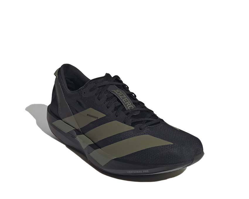 Adidas Adizero Adios 9 Focus Olive semelle — semelle Lightstrike Pro et plaque carbone