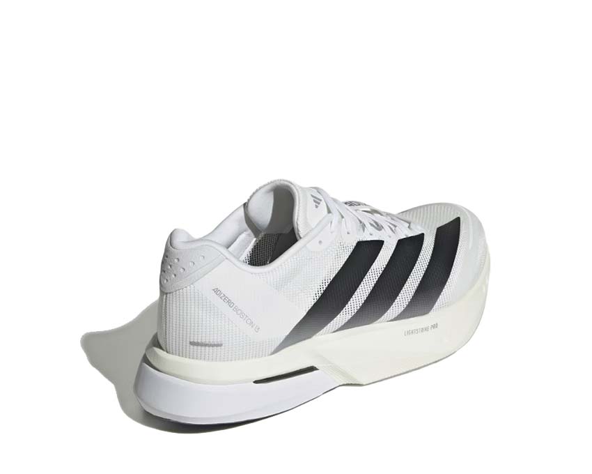 Adidas Adizero Boston 13 White vue latérale — amorti Lightstrike Pro réactif