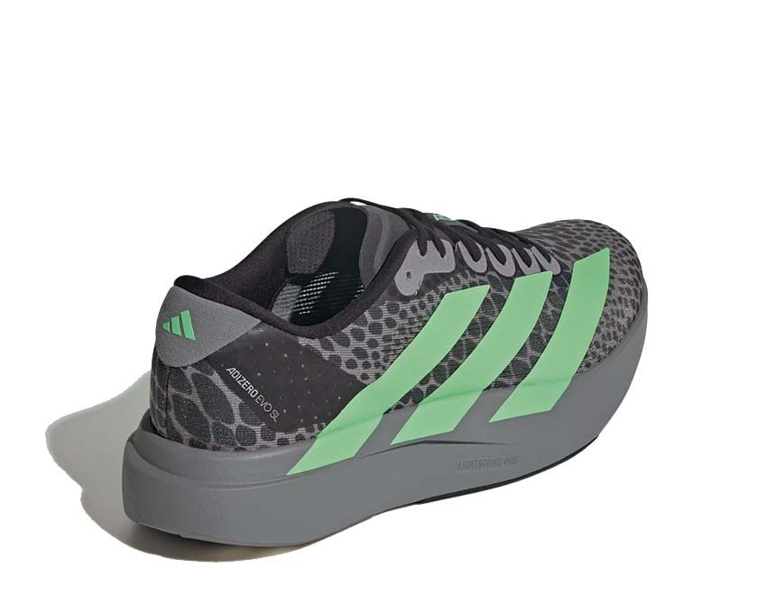 Adidas Adizero Evo SL Lime Burst détail — tige ultralegère couture soudée