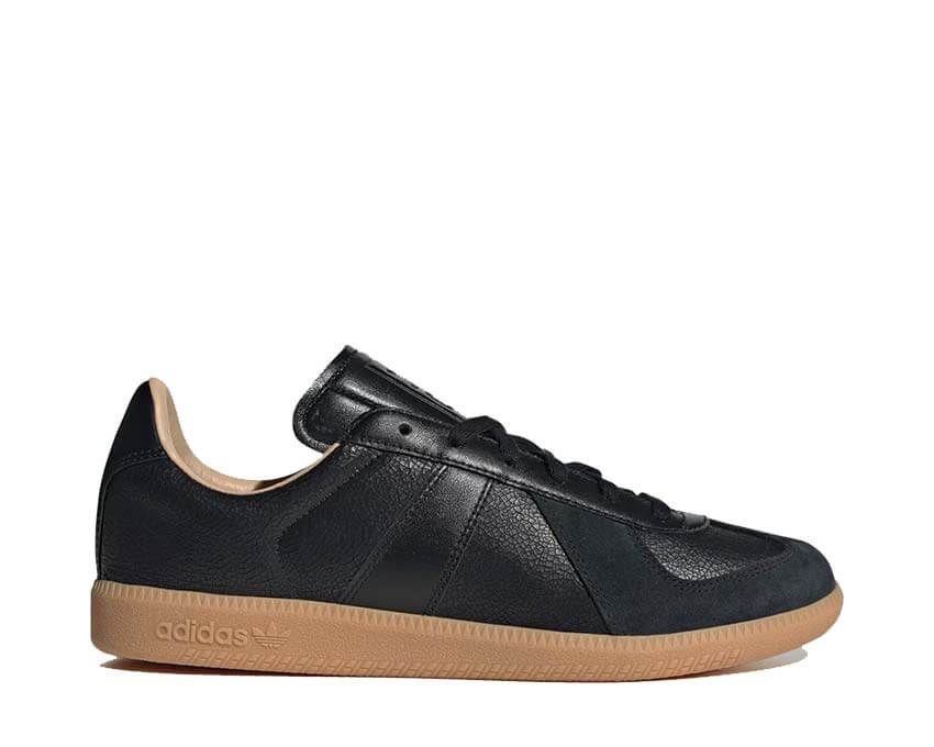 Adidas BW Army Lux Core Black — vue de côté, sneaker cuir craquelé premium