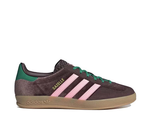 Adidas Gazelle Indoor W Dark Brown Glow Pink — sneaker femme daim indoor marron