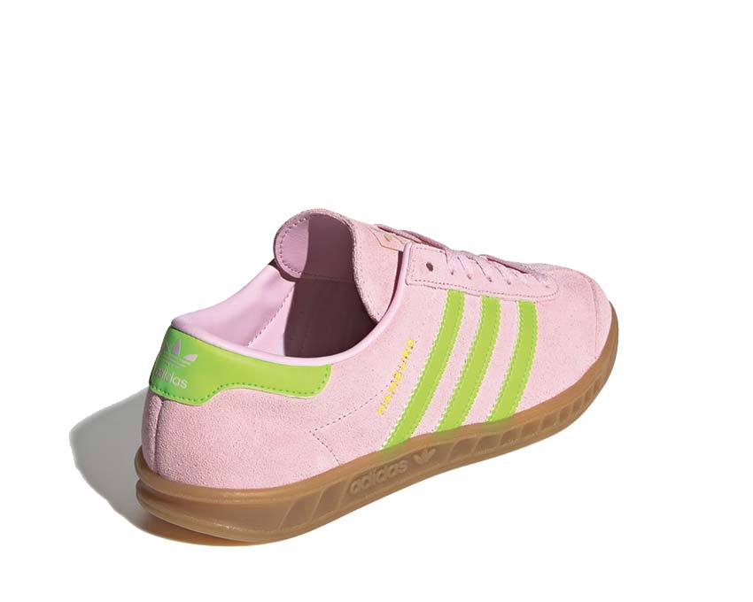 Adidas Hamburg W Clear Pink detalle — cuero nubuck rosa pálido