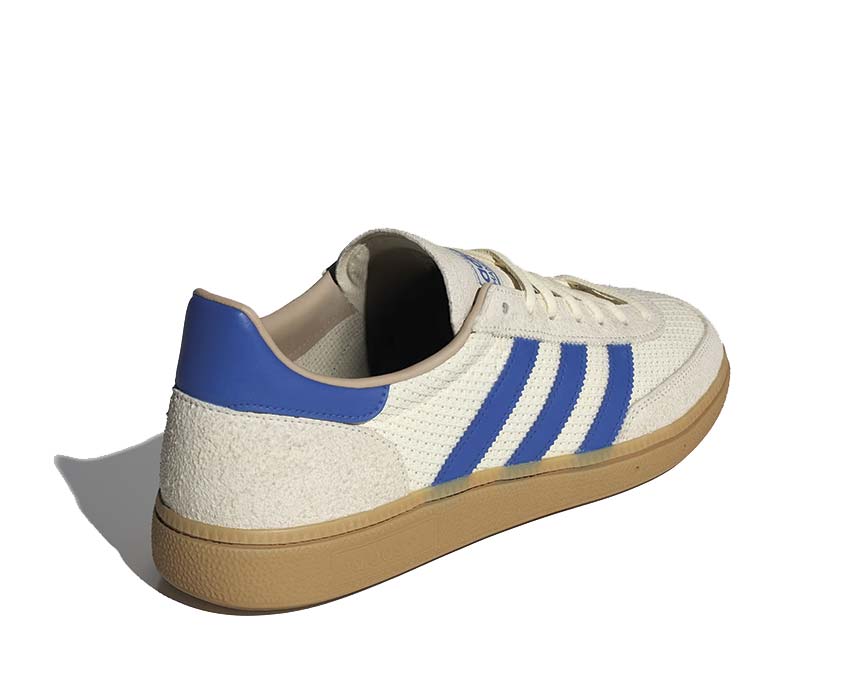 Adidas Handball Spezial Cream White détail — cuir lisse crème et contraste bleu