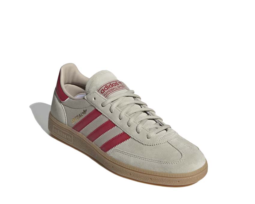 Adidas Handball Spezial Putty Grey vue latérale — 3 bandes suède profil bas vintage