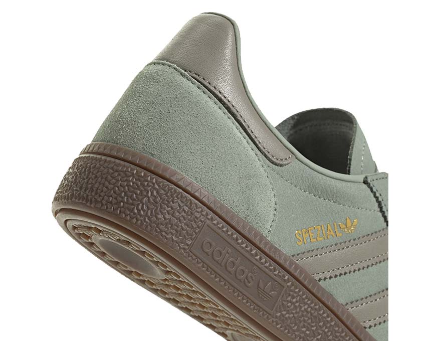 Adidas Handball Spezial W Silver Green vue latérale — tige daim bicolore vert et argent