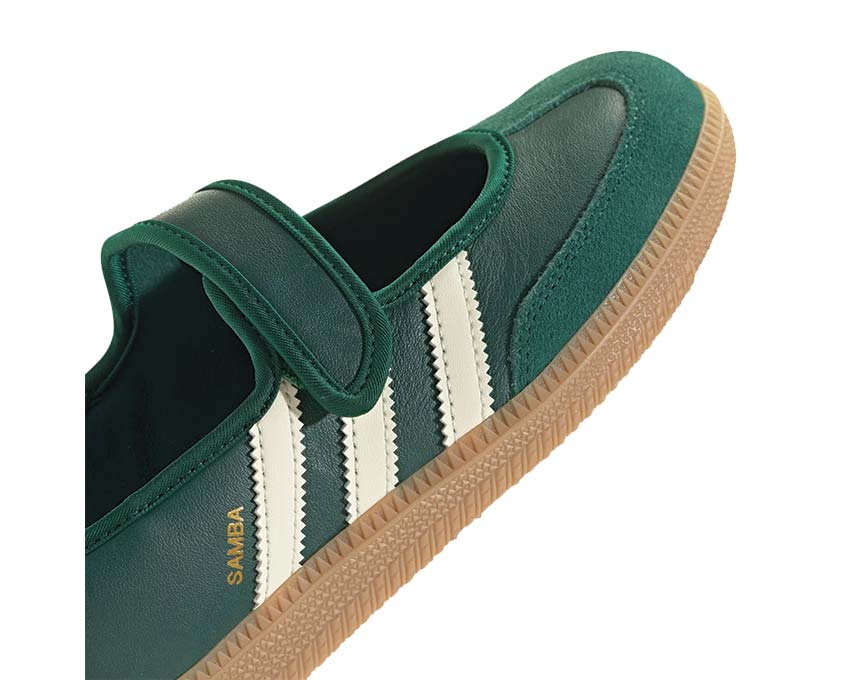 Adidas Samba Jane Collegiate Green vue latérale — trois bandes Cream White