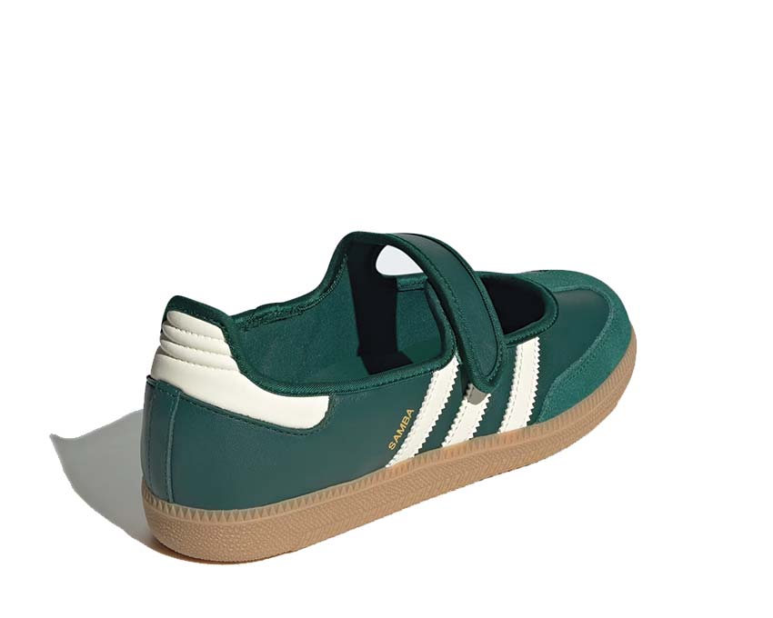 Adidas Samba Jane Collegiate Green détail — cuir supérieur texturé Cream White