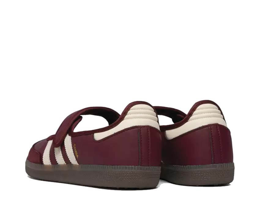 Adidas Samba Jane W Maroon détail — empiècements cuir bordeaux contrastés
