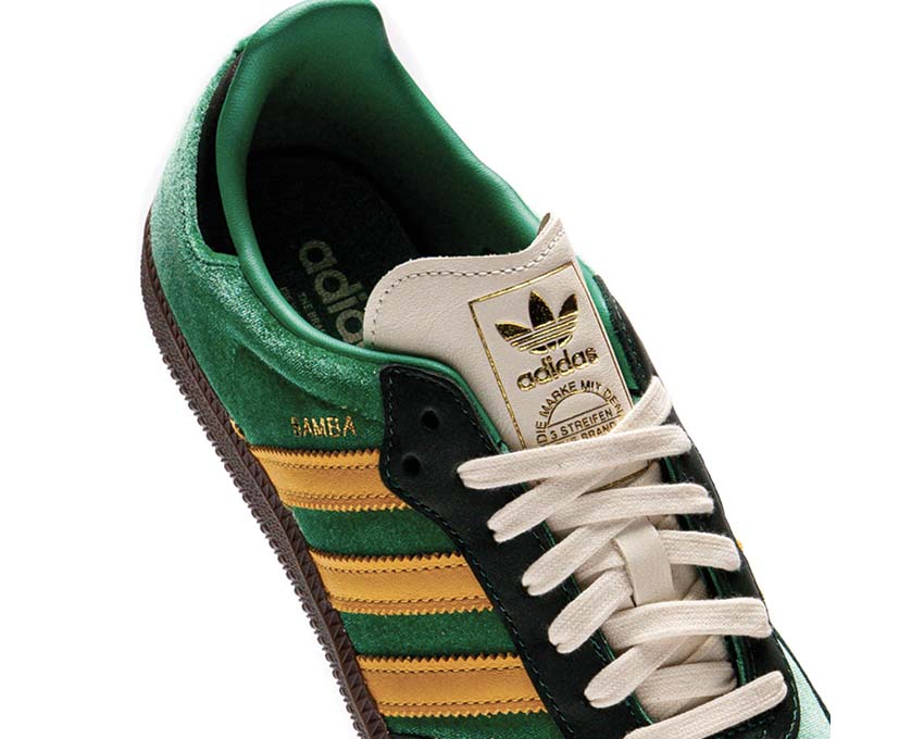 Adidas Samba OG Court Green vue latérale — silhouette iconique bandes suède