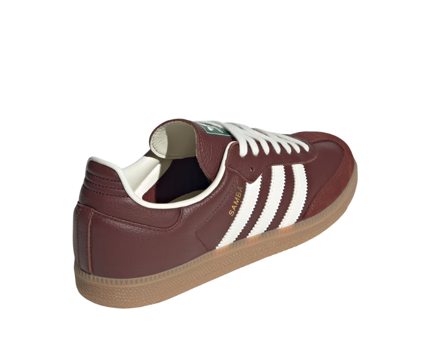 Adidas Samba OG W Fox Brown détail — T-toe cuir et 3 bandes contrastantes