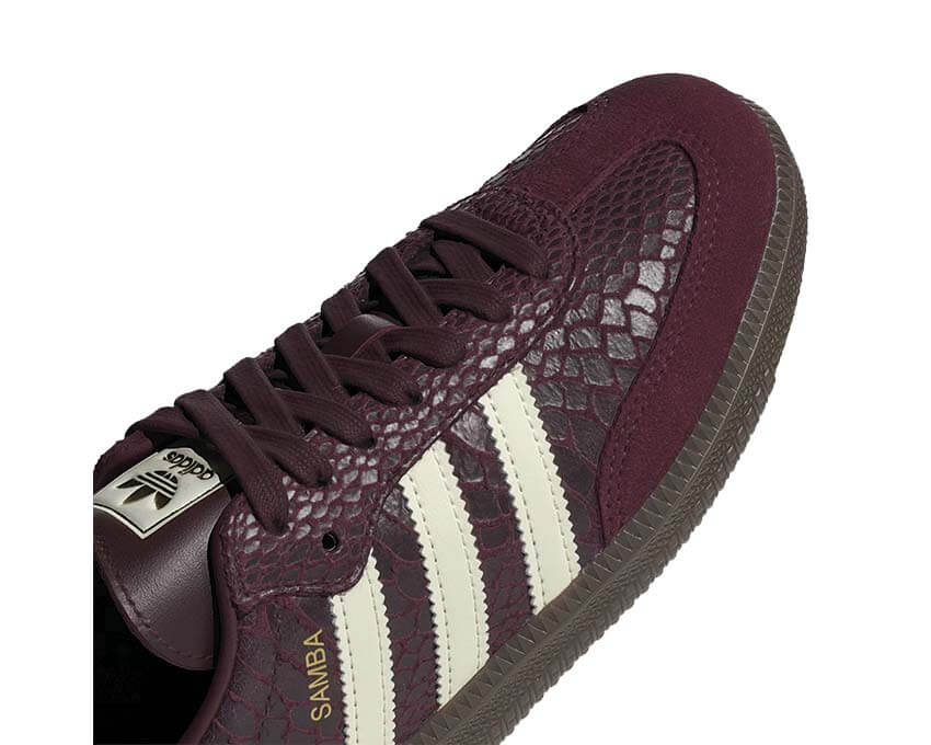 Adidas Samba OG W Maroon vue latérale — tige cuir bordeaux semelle gomme