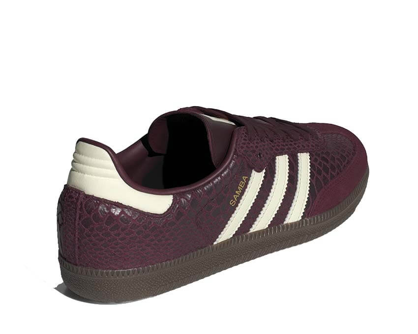 Adidas Samba OG W Maroon détail — bout renforcé caoutchouc bordeaux