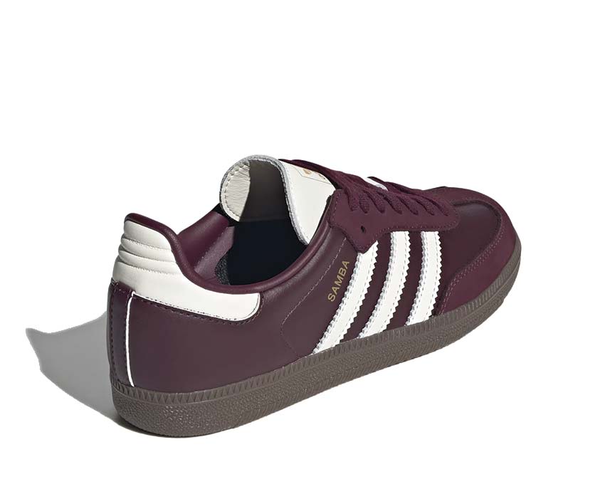 Adidas Samba OG W Maroon detail — leather T-toe cap