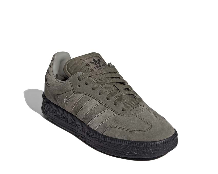 Adidas Samba XLG Olive Strata vue latérale — semelle plateforme compensée cuir