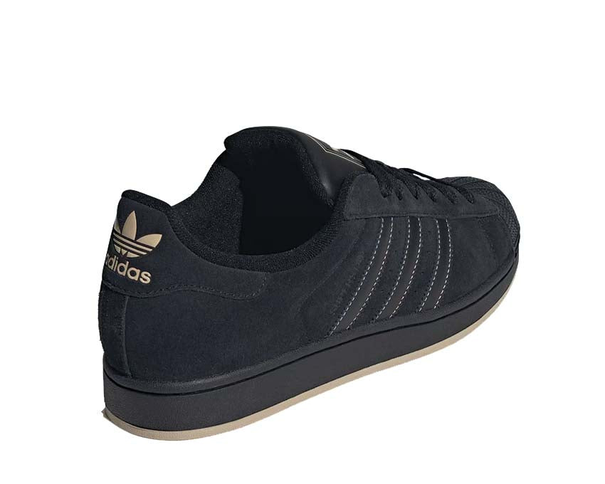 Adidas Superstar II Core Black detalle — cuero negro grano completo premium
