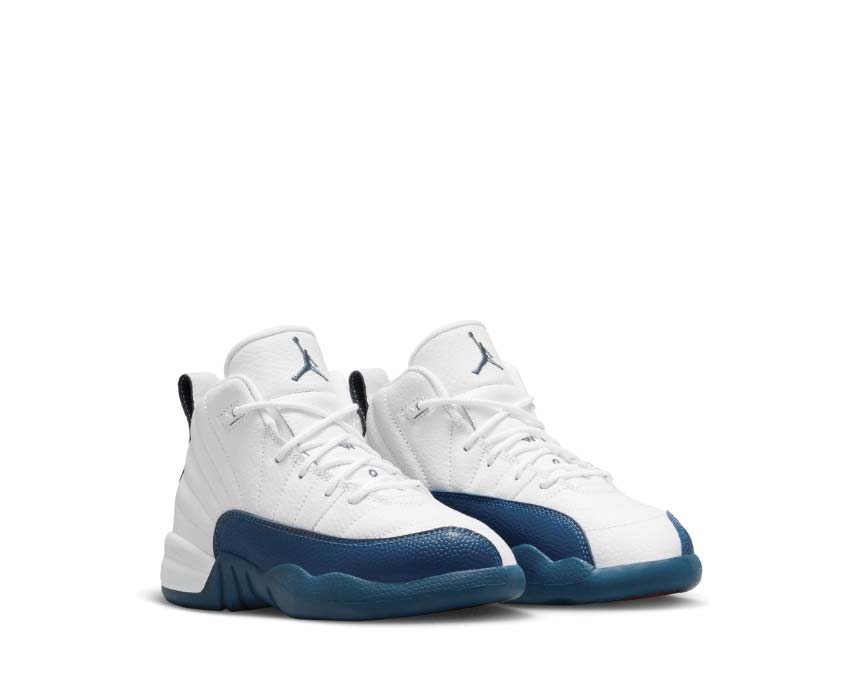 Air Jordan 12 Retro PS blanco azul — vista lateral preschool Jordan 12 retro zapatillas