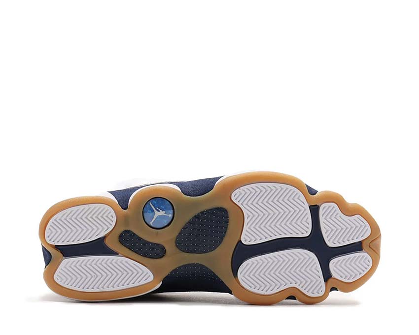 Jordan Air Jordan 13 Retro Midnight Navy détail — tige cuir bleu nuit hologramme