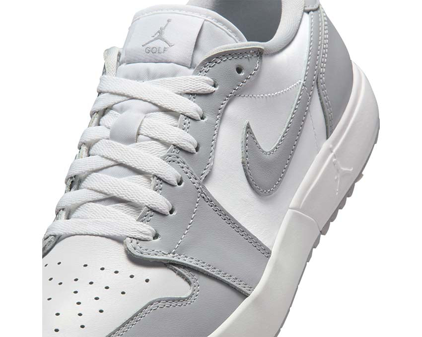 Air Jordan 1 Low G Spiked Wolf Grey vue latérale — golf sneaker gris Jordan