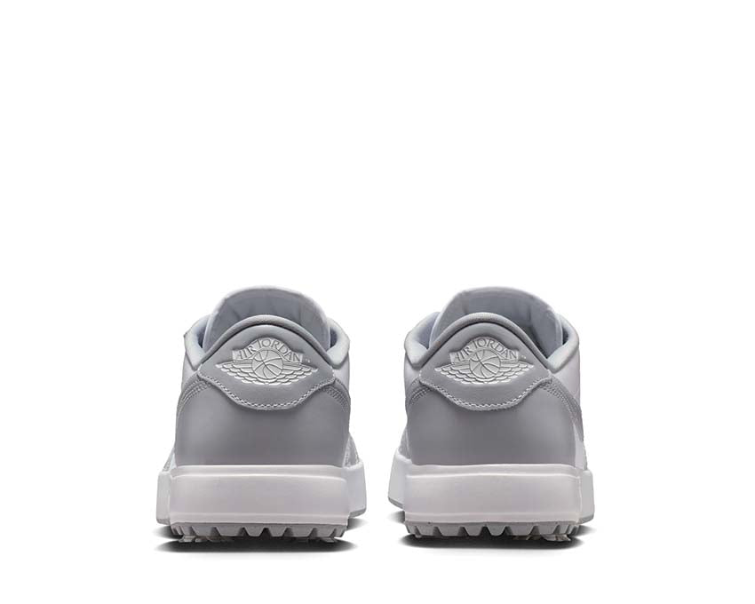 Air Jordan 1 Low G Spiked Wolf Grey détail — pointes golf cuir gris Jordan