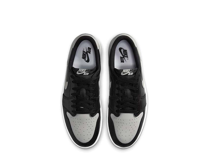 Jordan Air Jordan 1 Low OG Shadow Black Grey detalle — caña cuero Shadow OG